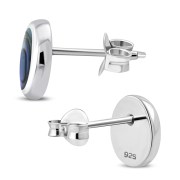  Abalone Shell Oval Stud Silver Earrings - e359